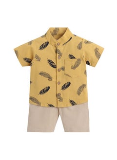 Hopscotch Hopscotch Boys All-Over Print Shirt And Shorts Set In Yellow Color For Ages 12-24 Months (YUE-2952926)  - Image 1