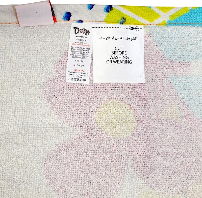 Dora the Explorer Butterfly and Flowers Orange 100 Cotton Hooded Poncho Bath Towel - Image 3