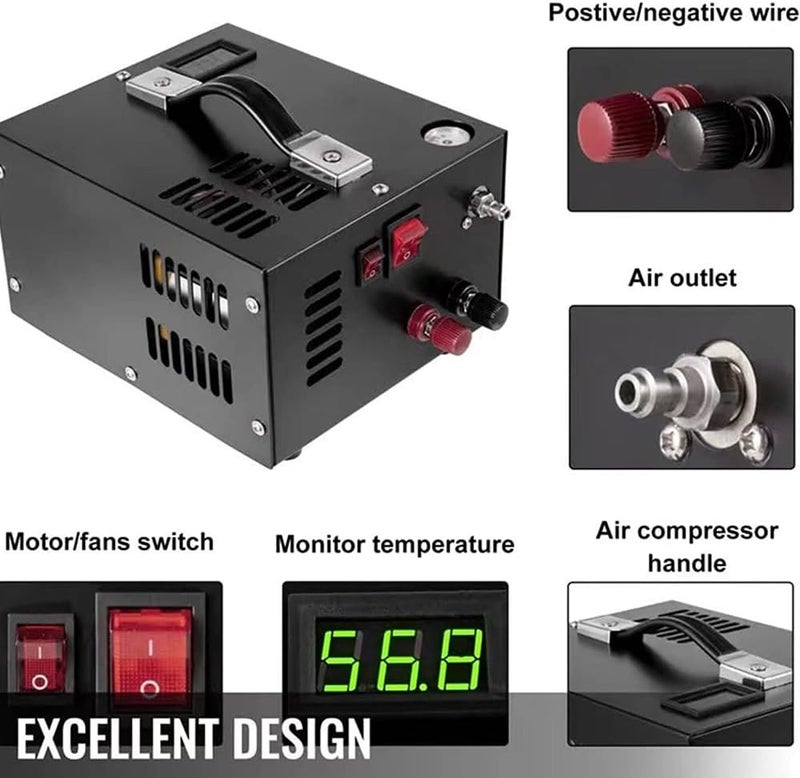 DURAGS Air Compressor, 4500PSI Electric High Pressure With Barometer, Intelligent Portable Automatic Shutdown Pump, Outdoor With Transformer - Image 5