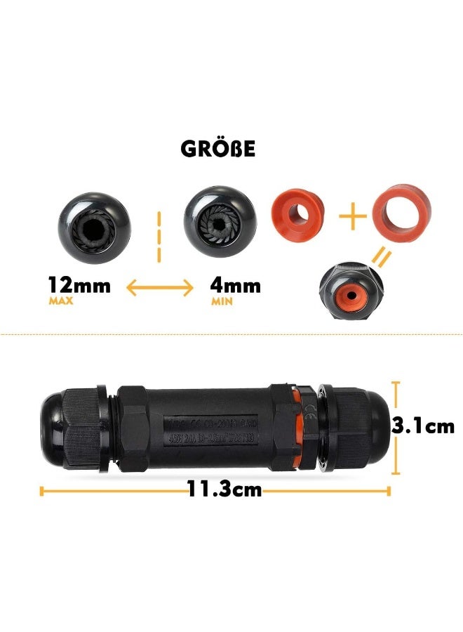 melfi Outdoor Ip68 Waterproof Connector - 250V 16A Cable Wire For Gland Sleeve, Garden, Construction, And Plant Use | Fire Retardant, Suitable For 6-12Mm Wire Diameter (Ip68-5Pin, 1Pcs) - Image 2