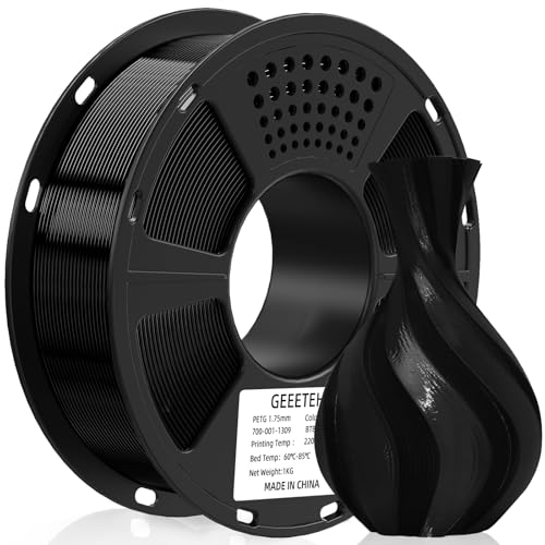 Geeetech PETG Filament 1.75mm, 1 KG (2.2lbs) Spool 3D Printer Filament, High-Toughness, ±0.02mm Accuracy, Neatly Wound & Moistureproof, Non-Clogging Non-Stringing, Fits Most FDM Printers, Black - Image 1