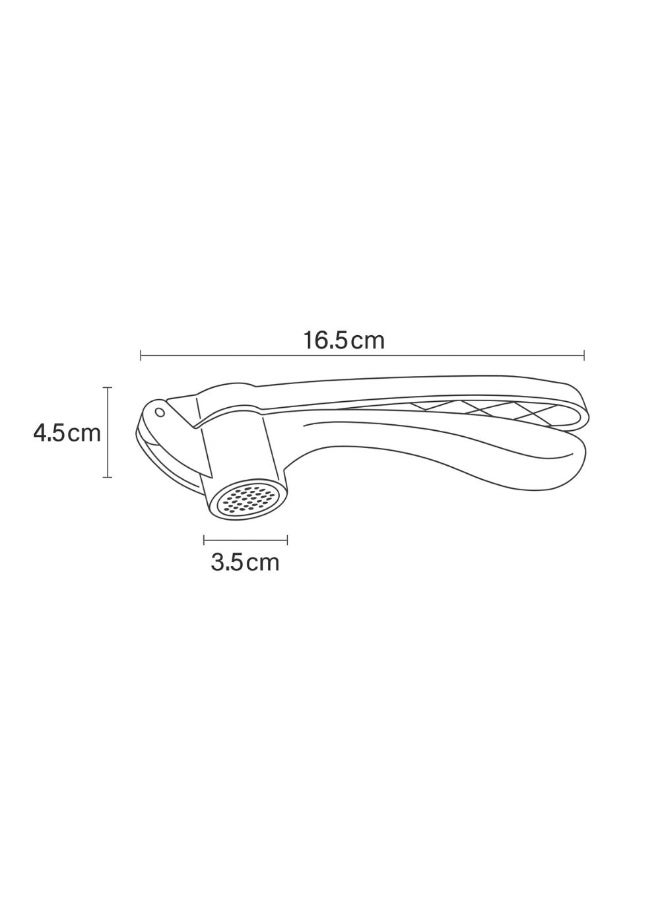 عصارة ثوم يدوية بلاستيكية بمقبض مريح، سهلة الضغط، مصممة هندسيًا للاستخدام في المطبخ، مصنوعة من بلاستيك متين وخالٍ من مادة BPA، سهلة التنظيف، أبعادها 16.5 × 3.5 × 4.5 سم، لونها بني. - Image 5