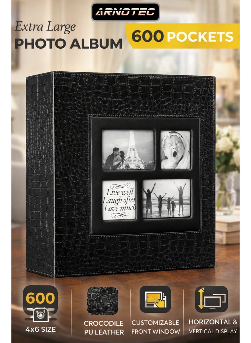 ARNOTEC ألبوم صور 600 صورة 4x6 غطاء جلدي بسعة كبيرة جدًا لحفلات الزفاف والتخرج والذكرى السنوية وهدايا حفلات استقبال المولود - Image 1