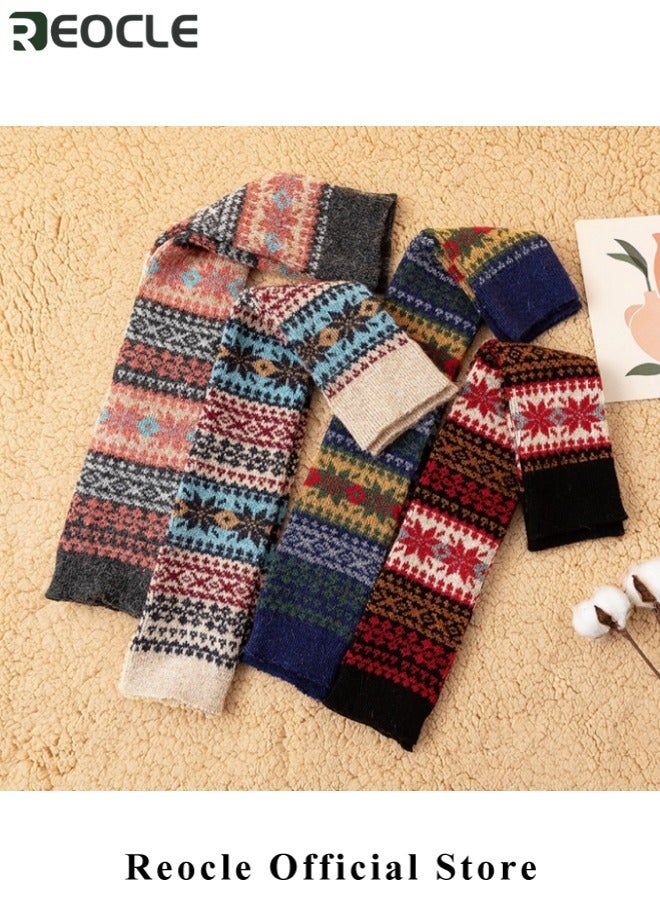 REOCLE 1Pair Leg Warmers for Women & Girls Winter Bohemian Long Leg Warmers Wool Knit Warmers Boot Cuffs Socks Non Slip Knee Socks - Image 2