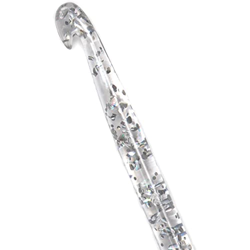 Boye Resin Crochet Hook with Ergonomic Handle, 4.25 mm, Silver Glitter - Image 4