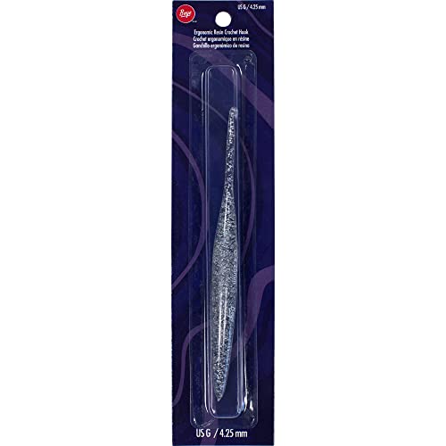 Boye Resin Crochet Hook with Ergonomic Handle, 4.25 mm, Silver Glitter - Image 1