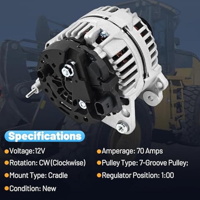 QuenPenge RE529377 Alternator 12V /70A Compatible with John Deere CT315 319D 323D 329D 333D 4120 4320 4520 4720 313 - Image 2
