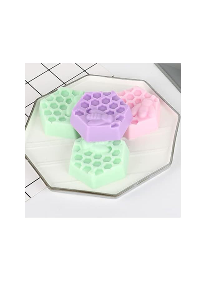 S-TOP 2Pcs 3D Bee Silicone Soap Molds, Hexagonal Honeycomb Silicone Molds for Homemade Soaps Chocolate Jelly Cake Making - Image 2