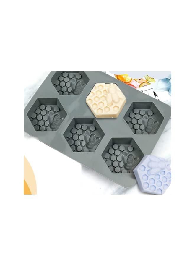 S-TOP 2Pcs 3D Bee Silicone Soap Molds, Hexagonal Honeycomb Silicone Molds for Homemade Soaps Chocolate Jelly Cake Making - Image 4