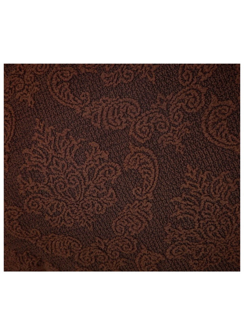 Fabienne Jacquard Fabric Stretchable One Seater Sofa Cover Chocolate Brown  - Image 4