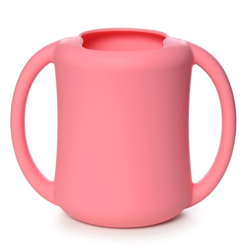 PrimaStella Silicone Baby & Toddler Training Cup with Handles (Coral) - Image 1