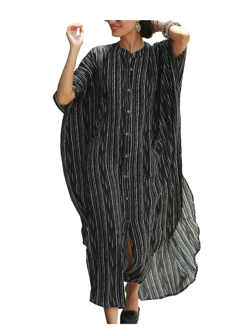 SYOSI - Maxi Bohemian Dress, Kimono, Beach Coverup - Image 1