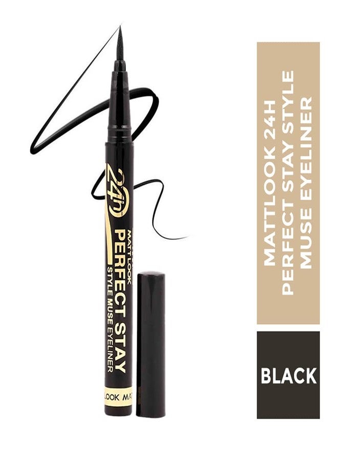 MATT LOOK 24H Perfect Stay Style Muse Eyeliner, Black (1gm) - Image 2