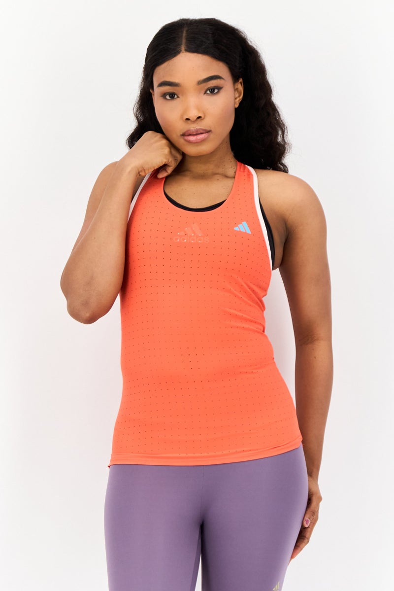 Adidas Women Sportswear Fit Sleeveless Training Tank Top, Orange - Image 1