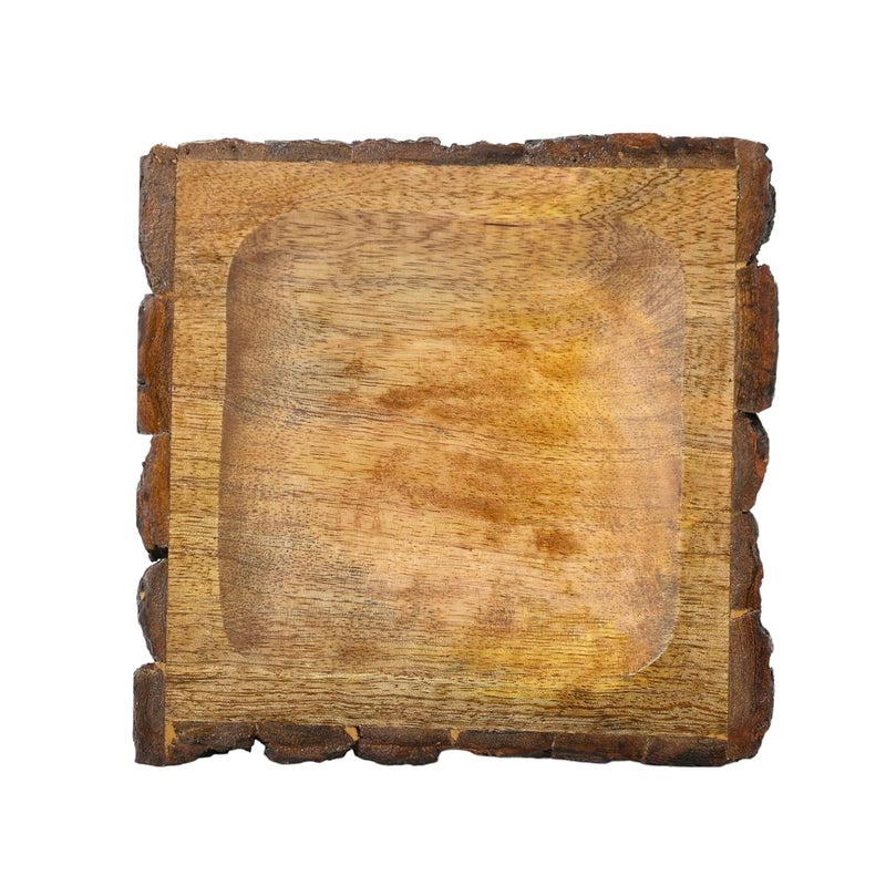 Natriel Premium Acacia Wood Serving Tray Wood Decorative Platter Square Small Plate for Decorative Sizzler Serving for Home Cafe - Image 1
