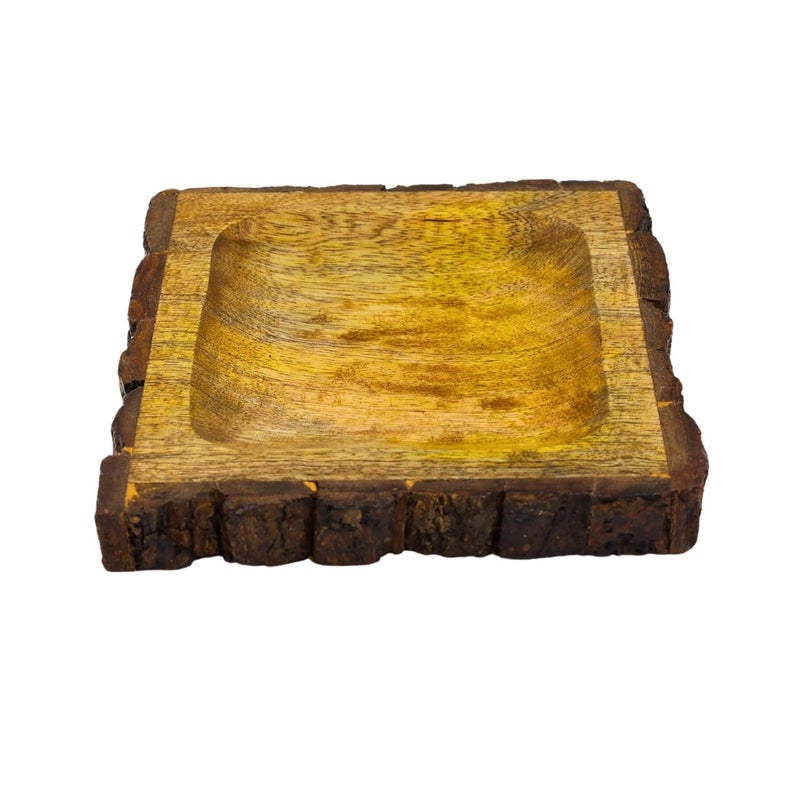 Natriel Premium Acacia Wood Serving Tray Wood Decorative Platter Square Small Plate for Decorative Sizzler Serving for Home Cafe - Image 3