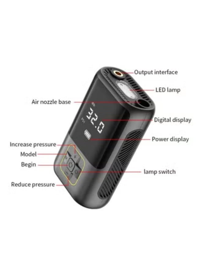 JAJEEK Portable Car Air Pump | Digital Tire Inflator with LED Display, 150 PSI, Rechargeable USB-C | Cordless Air Compressor for Car, Motorcycle, Bicycle, Sports Balls & Inflatables - Image 2