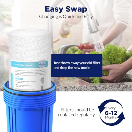 Membrane Solutions 5 Micron 10"x4.5" String Wound Whole House Water Filter Replacement Cartridge Universal Sediment Filters for Well Water - 4 Pack - Image 4