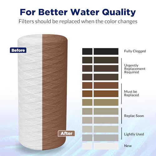 Membrane Solutions 5 Micron 10"x4.5" String Wound Whole House Water Filter Replacement Cartridge Universal Sediment Filters for Well Water - 4 Pack - Image 5