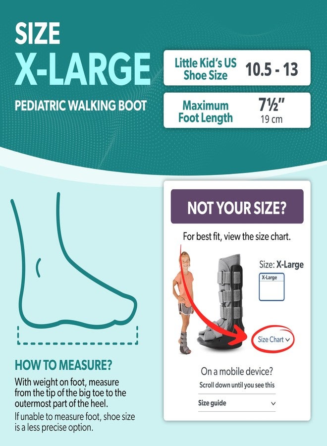 BraceAbility Pediatric Walking Boot - Children's Medical Walker CAM Orthopedic Support Shoe for Youth Ankle Break Injury, Kid's Stress Metatarsal Bone Fracture, Broken Foot or Toe Recovery Cast (XL) - Image 2