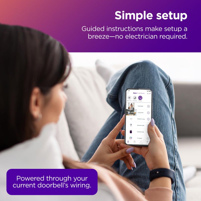 Roku Smart Home Wired Video Doorbell & Chime - 1080p HD Night Vision Ultrawide View Doorbell Camera with Motion & Sound Detection, 2-Way Audio & Works with Alexa & Google, 90-Day Subscription Included - Image 4