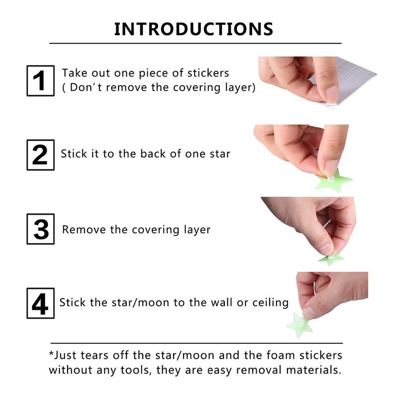 GLOCARNIVAL Glow in The Dark Stars Stickers for Ceiling, Adhesive 200pcs 3D Glowing Stars and Moon for Kids Bedroom,Luminous Stickers Create a Realistic Starry Sky,Room Decor,Wall Stickers - Image 5