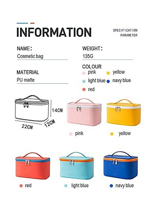PRISMAXIC Latest Stylish PU Leather Cosmetic Organizer Bag Makeup Storage Pouch for Women and Girls for Travel Makeup Bag Storage Boxes Jewellery Organizer Toiletry Box with Compact (Sky Blue) - Image 4