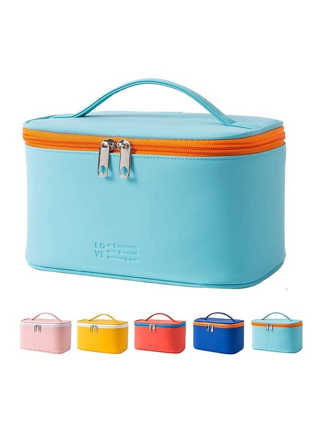 PRISMAXIC Latest Stylish PU Leather Cosmetic Organizer Bag Makeup Storage Pouch for Women and Girls for Travel Makeup Bag Storage Boxes Jewellery Organizer Toiletry Box with Compact (Sky Blue) - Image 1