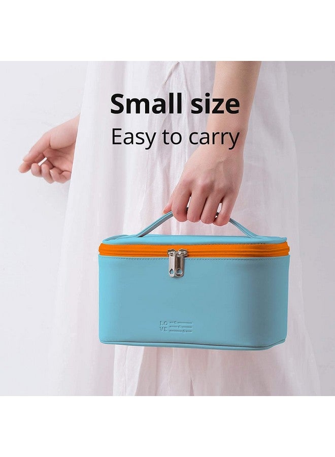 PRISMAXIC Latest Stylish PU Leather Cosmetic Organizer Bag Makeup Storage Pouch for Women and Girls for Travel Makeup Bag Storage Boxes Jewellery Organizer Toiletry Box with Compact (Sky Blue) - Image 5