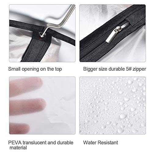 HomeClean Garment Bags for Hanging Clothes 12 PCS Transparent Waterproof Dustproof Storage for Wardrobe Storage Suit Covers for Closet Cloth Cover Washable Clear Reuse Full Zipper for Suits Gowns 24''x40'' - Image 3