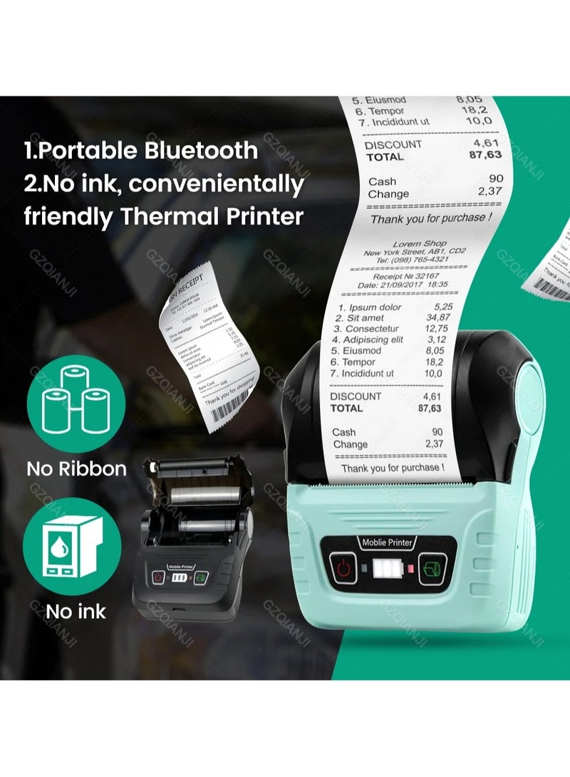 AROAQ Smart Mini Portable Bluetooth Receipt Printer 58mm 2inch Wireless Thermal Printer Bill Maker Supermarkets Cash Ticket Machine PC - Image 3