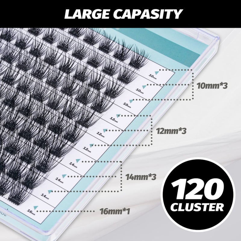 EASITENSION DIY Eyelash Extension Lash Clusters 120 Clusters False Eyelash 3D Effect Individual Natural Lashes Set at Home Eyelash Extension Kit Lashes Pack Volume Mixed - Image 3