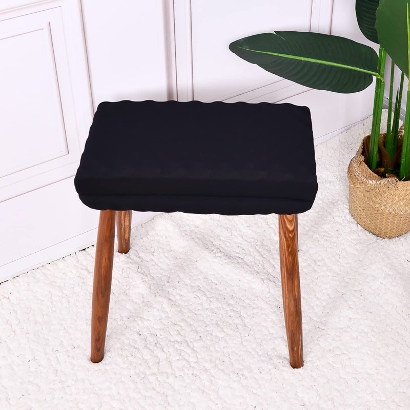 baibu Set of 2 Rectangle Bench Stool Cushion  Breathable Kitchen Counter Stool Covers Saddle Stool Seat Cushions with Elasticized Edge (Black  18x9.5x1.5in(2PC)) - Image 1
