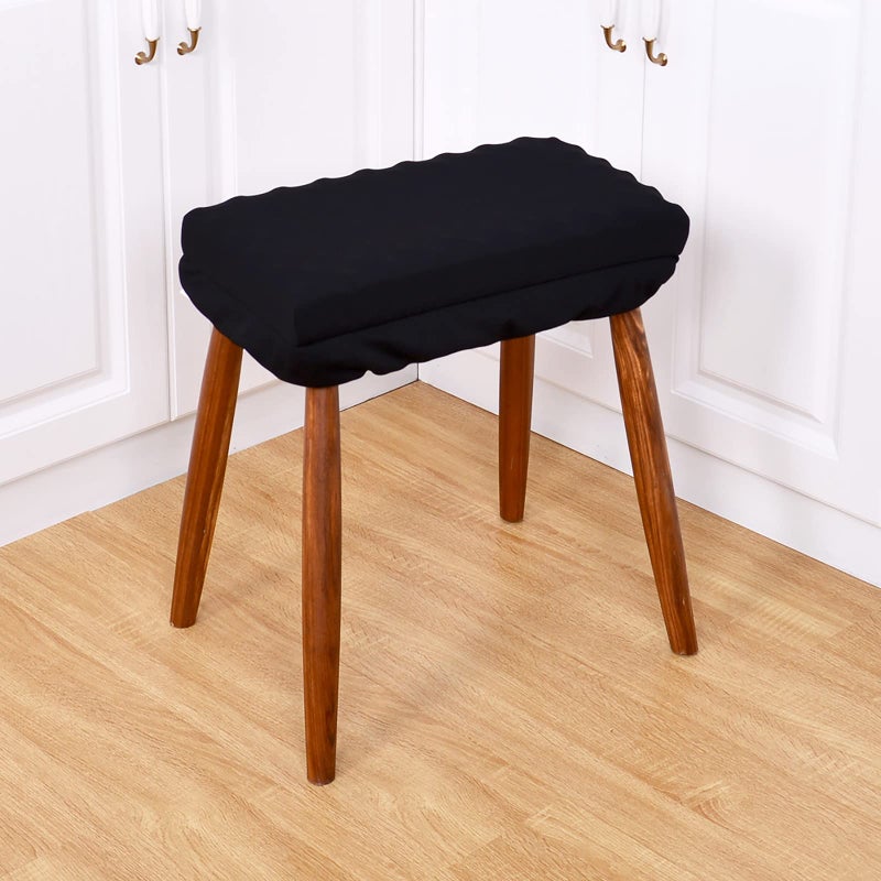 baibu Set of 2 Rectangle Bench Stool Cushion  Breathable Kitchen Counter Stool Covers Saddle Stool Seat Cushions with Elasticized Edge (Black  18x9.5x1.5in(2PC)) - Image 4