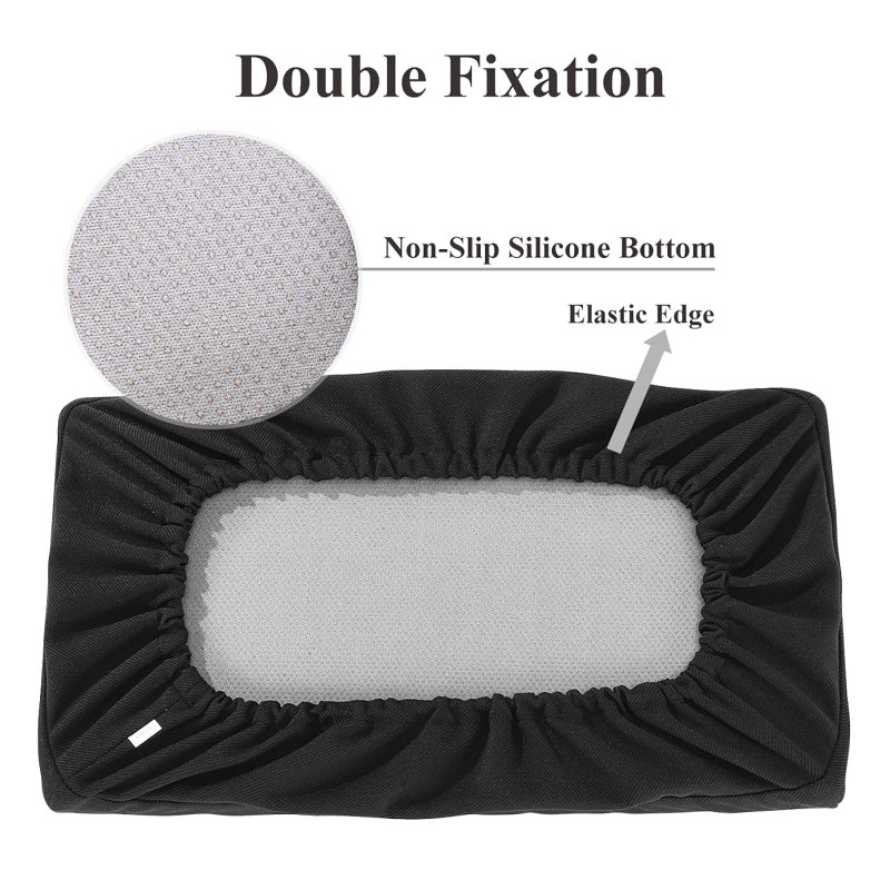 baibu Set of 2 Rectangle Bench Stool Cushion  Breathable Kitchen Counter Stool Covers Saddle Stool Seat Cushions with Elasticized Edge (Black  18x9.5x1.5in(2PC)) - Image 3