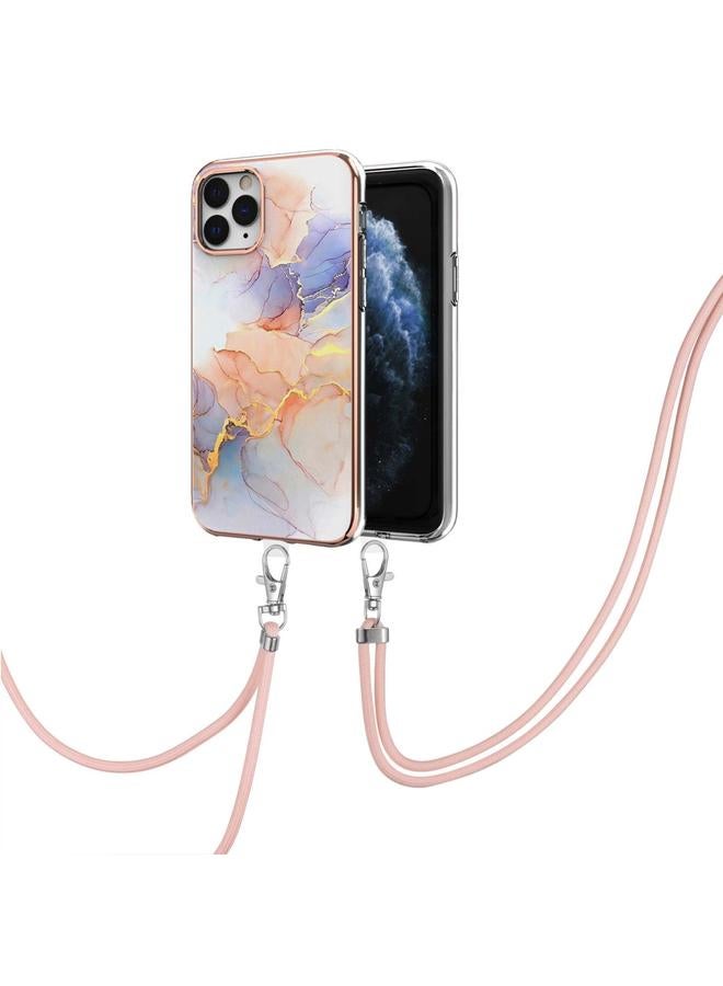 Zaboon Case For iPhone 11 Pro Electroplating Pattern IMD TPU Shockproof Case with Neck Lanyard - Image 2