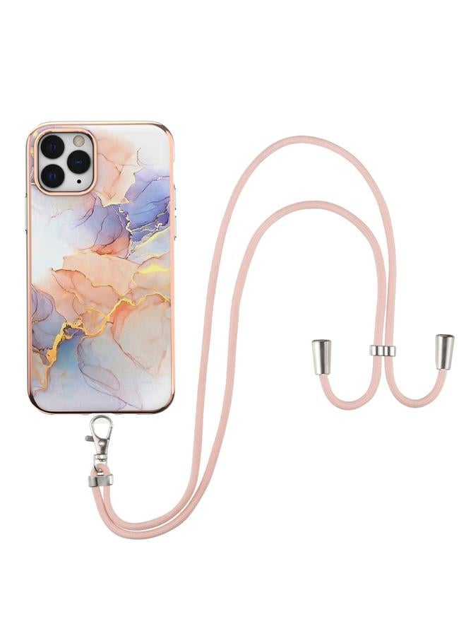 Zaboon Case For iPhone 11 Pro Electroplating Pattern IMD TPU Shockproof Case with Neck Lanyard - Image 1