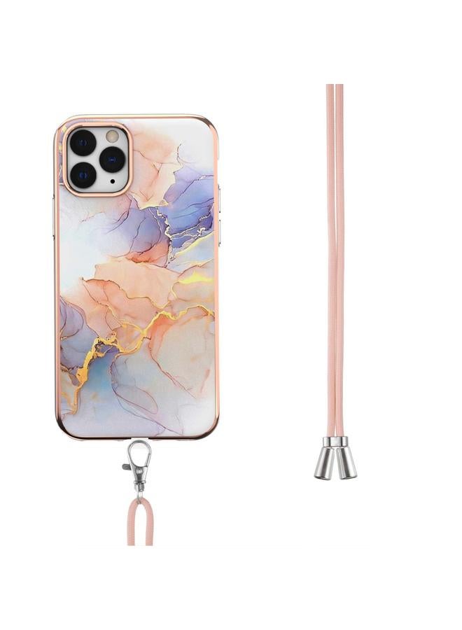 Zaboon Case For iPhone 11 Pro Electroplating Pattern IMD TPU Shockproof Case with Neck Lanyard - Image 3