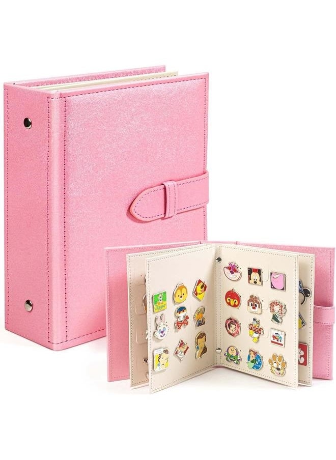 yongsheng Book Style Earrings Storage Organizer-Enamel Pin Display Book, Portable Pin Trading Book, to Display and Trade Your Pins, Capacity, Leather Pin Holder, Fits Rubber Pin Back, Pink  - Image 2