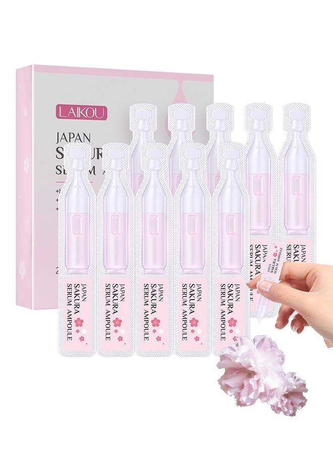 لايكو أمبولة سيروم ساكورا ، مصل الخلايا الجذعية ساكورا للوجه - مع حمض الهيالورونيك والنياسيناميد وفيتامين سي مصل الوجه لاستعادة البشرة الناعمة ومكافحة الشيخوخة وتجديد الخلايا وتعزيز مرونة الجلد ، مصل فائق الترطيب 2 مل * 10 - Image 1