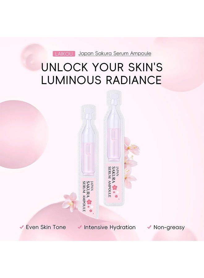 لايكو أمبولة سيروم ساكورا ، مصل الخلايا الجذعية ساكورا للوجه - مع حمض الهيالورونيك والنياسيناميد وفيتامين سي مصل الوجه لاستعادة البشرة الناعمة ومكافحة الشيخوخة وتجديد الخلايا وتعزيز مرونة الجلد ، مصل فائق الترطيب 2 مل * 10 - Image 2