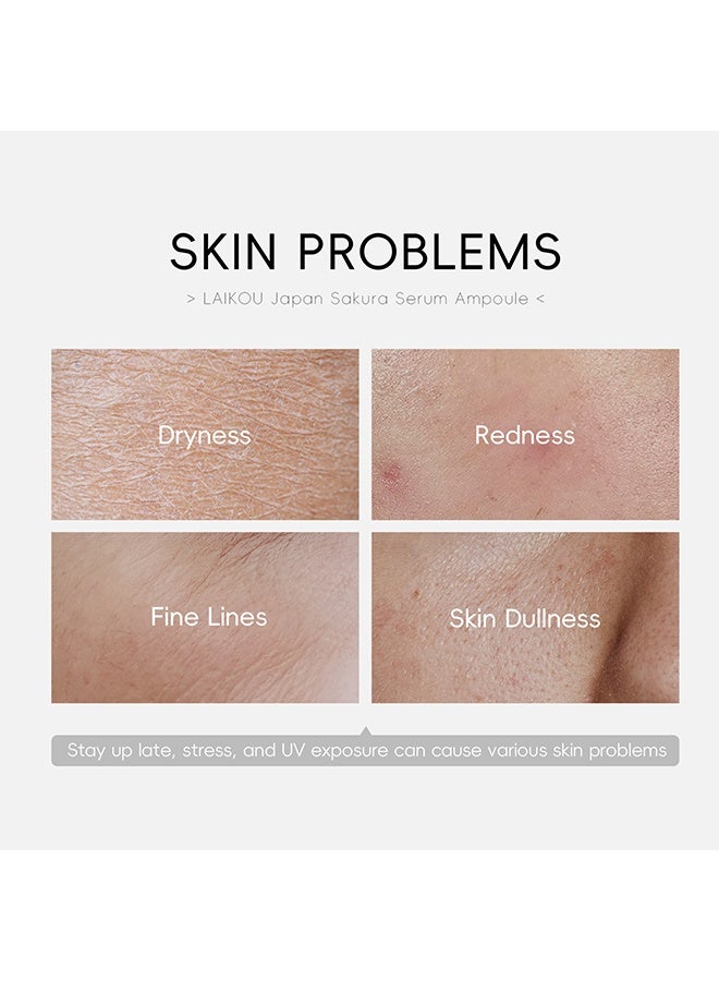 لايكو أمبولة سيروم ساكورا ، مصل الخلايا الجذعية ساكورا للوجه - مع حمض الهيالورونيك والنياسيناميد وفيتامين سي مصل الوجه لاستعادة البشرة الناعمة ومكافحة الشيخوخة وتجديد الخلايا وتعزيز مرونة الجلد ، مصل فائق الترطيب 2 مل * 10 - Image 3