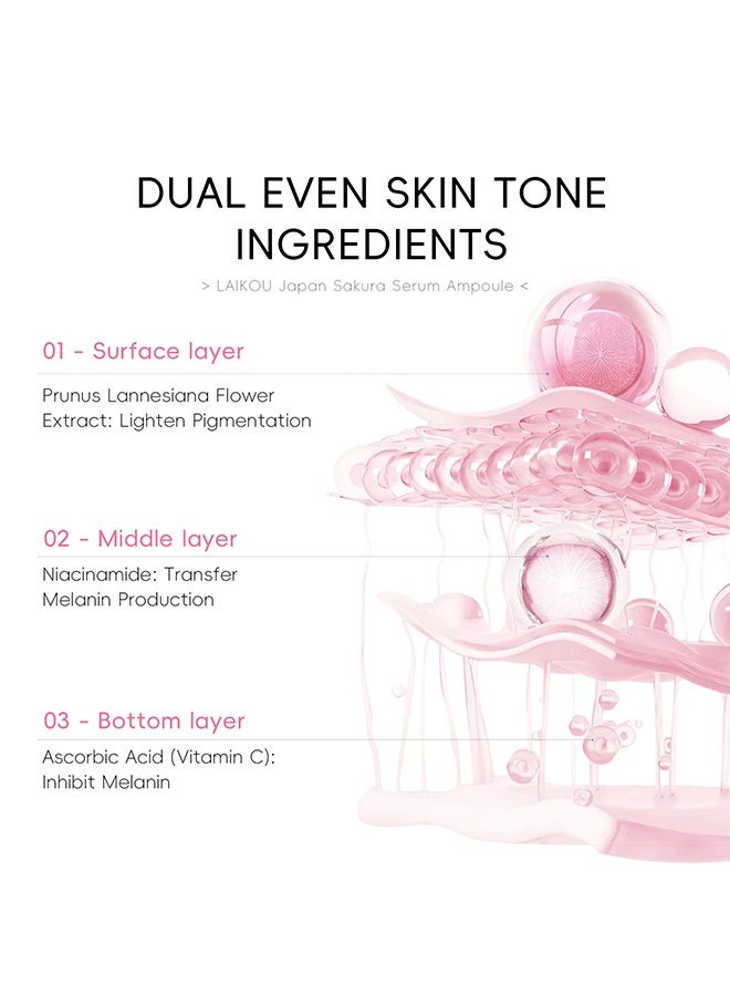 لايكو أمبولة سيروم ساكورا ، مصل الخلايا الجذعية ساكورا للوجه - مع حمض الهيالورونيك والنياسيناميد وفيتامين سي مصل الوجه لاستعادة البشرة الناعمة ومكافحة الشيخوخة وتجديد الخلايا وتعزيز مرونة الجلد ، مصل فائق الترطيب 2 مل * 10 - Image 5