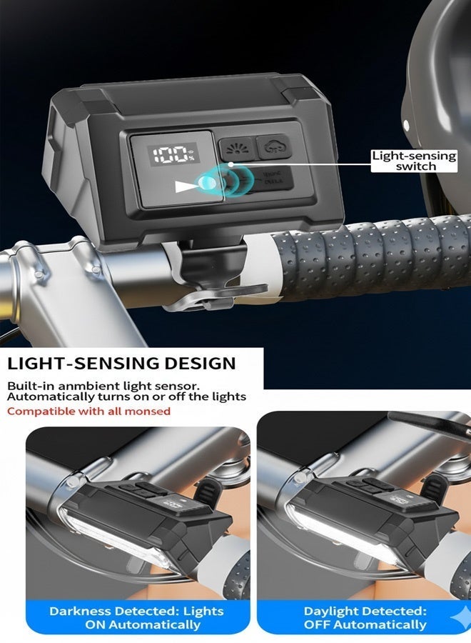 Neyecam Bike Light USB-C Rechargeable with Auto Sensor, Digital Battery Display, 1200mAh, 5 Modes (SOS Red/Blue), 360° Tool-Free Mount, IPX4 Waterproof, 89g Compact for Road, MTB & Night Cycling Safety - Image 5