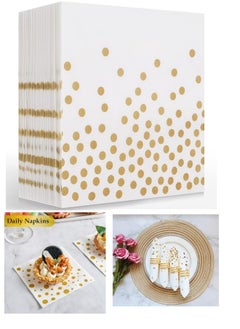Generic 40 Pack Disposable Napkins Paper, 3-Ply Beverage Napkins, Disposable Gold Square Napkins, Perfect for Restaurant, Event, Bar, Wedding, Baby Shower and Birthday Party  - Image 1