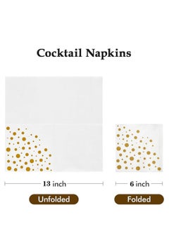 Generic 40 Pack Disposable Napkins Paper, 3-Ply Beverage Napkins, Disposable Gold Square Napkins, Perfect for Restaurant, Event, Bar, Wedding, Baby Shower and Birthday Party  - Image 5