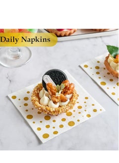 Generic 40 Pack Disposable Napkins Paper, 3-Ply Beverage Napkins, Disposable Gold Square Napkins, Perfect for Restaurant, Event, Bar, Wedding, Baby Shower and Birthday Party  - Image 2