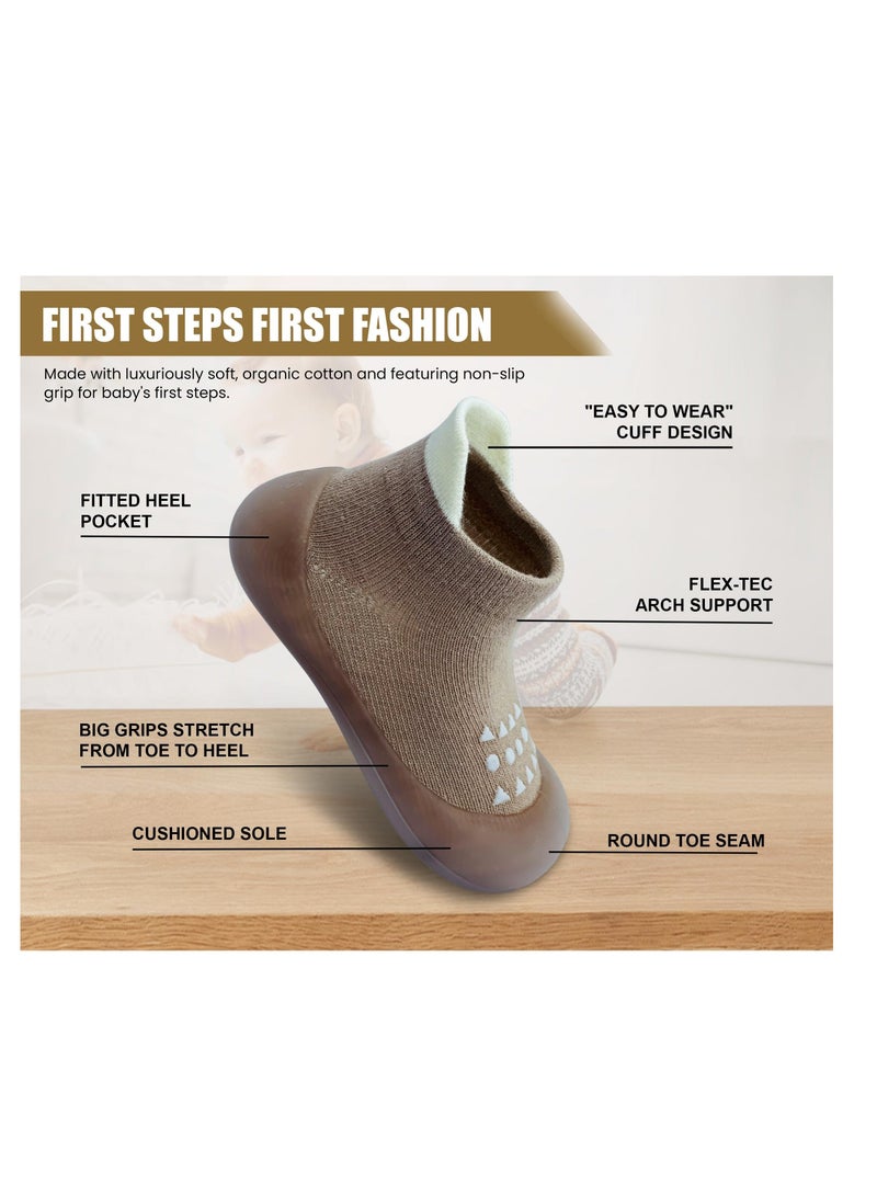 Boys Girls First Walking Shoes, 1 Pair of Baby Sock Shoes, Non Slip Soft Sole Sneakers, Toddler Infant Baby Girl Sock Shoes, Toddler Wide Toe Box Shoes, Toddler Girl Shoes, Brown  - Image 4