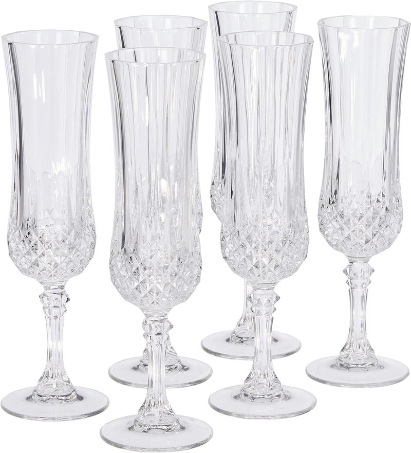 Toxen 6 PCS Crystal Champagne Glasses Set Sparkling Wine Glasses Unique Modern Elegant Sparking Wine Glasses Gift for BirthdayWedding Anniversary Ideal for Wine TastingDaily Use 180ML - Image 1