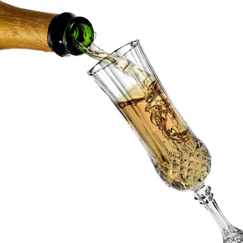 Toxen 6 PCS Crystal Champagne Glasses Set Sparkling Wine Glasses Unique Modern Elegant Sparking Wine Glasses Gift for BirthdayWedding Anniversary Ideal for Wine TastingDaily Use 180ML - Image 2